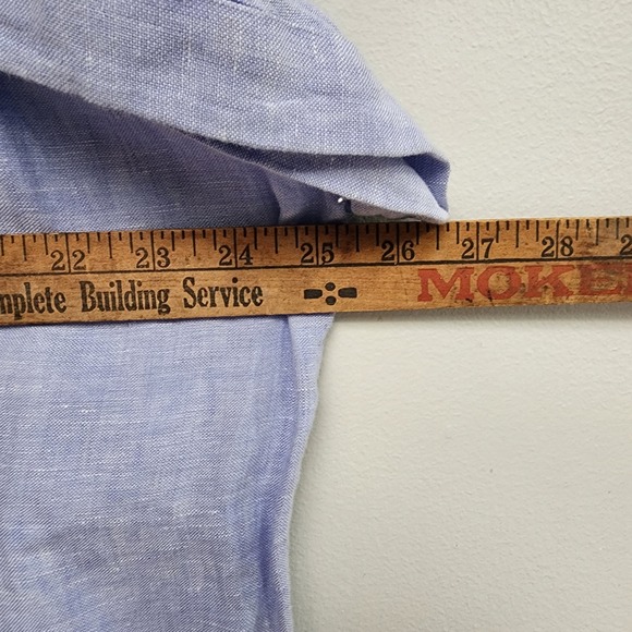 Rachel Zoe 100% Linen Shirt Womens XL Light Blue Short Sleeve Button Down Boxy - Picture 6 of 7